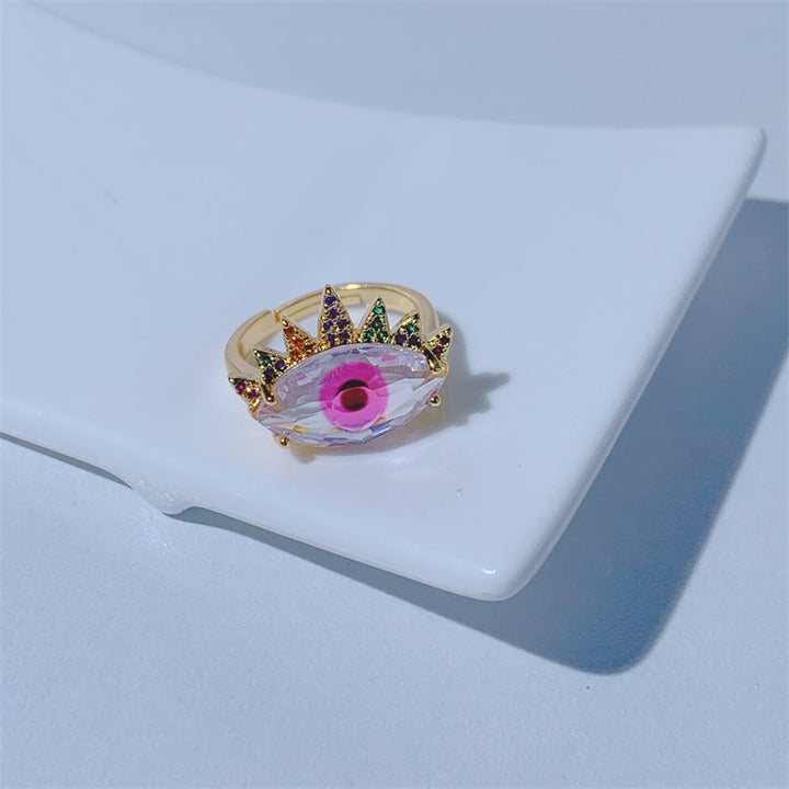 Women's Metal Eye Diamond Color Crown Ring – Gifts for Her — 1
