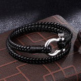 Navy Anchor Chain Genuine Leather Vachette Clasp – Jewelry Gift Ideas — 1