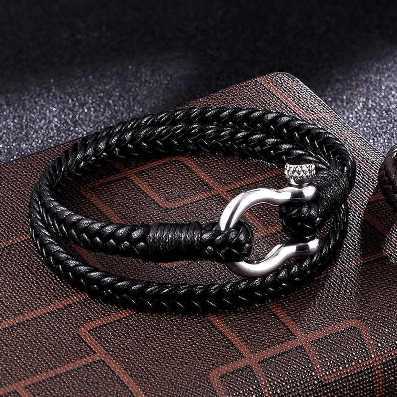 Navy Anchor Chain Genuine Leather Vachette Clasp – Jewelry Gift Ideas — 1