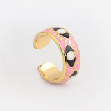 Trendy Hip Hop Women's Gold Plated Drip Oil Eye Ring – Gifts for Her — 14