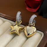 Design Zircon Stars Heart Asymmetric Earrings – Holiday Gift Ideas — 1