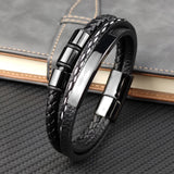 Punk Design Stainless Steel Leather Bracelet – Jewelry Gift Ideas — 6