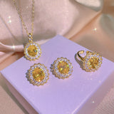 Inlaid With Yellow Diamond Rings Pendants Ear – Jewelry Gift Ideas — 2