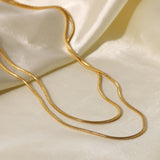 Double Layer 1.5mm Herringbone Chain Necklace – Jewelry Gift Ideas — 3