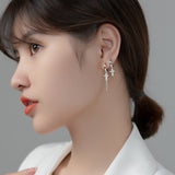 Short Cross Chain Ear Clip Women's Rhinestone Earrings – Gifts for Her — 1
