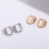 Zircon Earrings Silver Needle U-shaped Geometric – Meaningful Gifts — 1