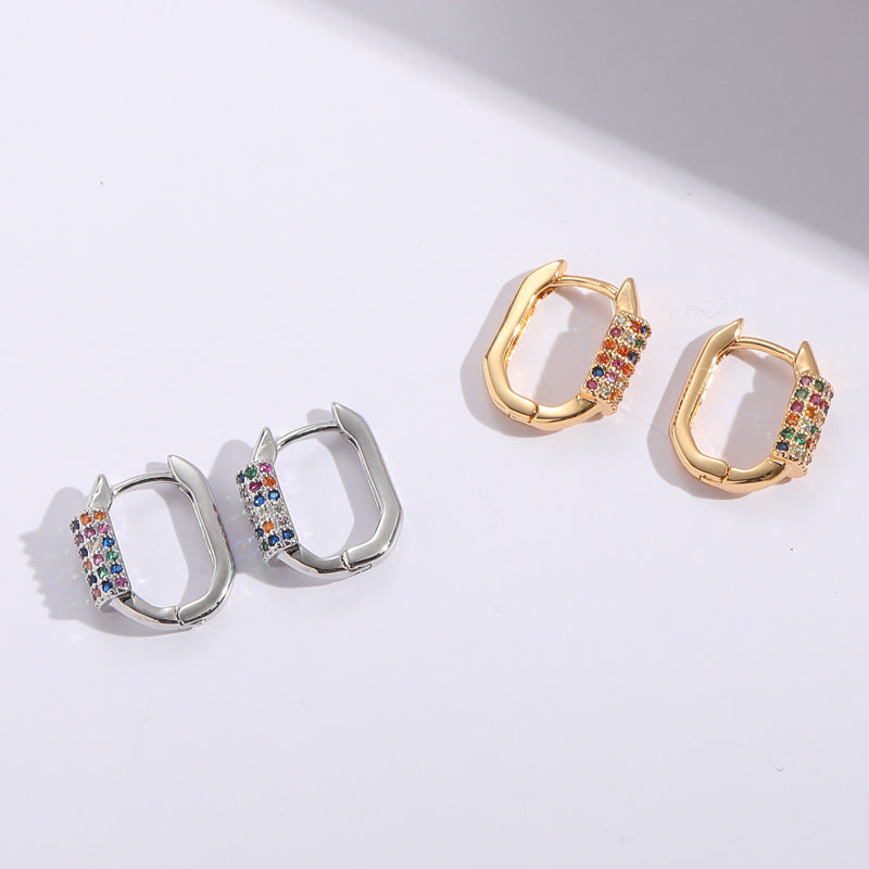 Zircon Earrings Silver Needle U-shaped Geometric – Meaningful Gifts — 1