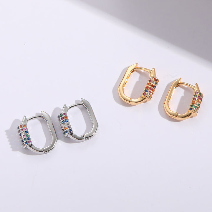 Zircon Earrings Silver Needle U-shaped Geometric – Meaningful Gifts — 1