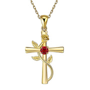 Rose Cross Necklace With Rhinestone Fashion – Jewelry Gift Ideas — 2