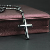 Cross Pendant Black Glitter Matte Agate – Jewelry Gift Ideas — 3