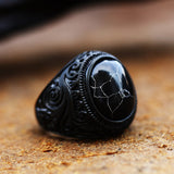 Vintage Stainless Steel Engraved Ring With Gemstones – Practical Gifts — 7