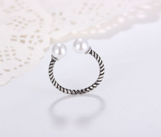 Double-headed pearl vintage ring – Birthday Gifts — 1