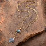 Moonstone Pendant Double Chain Necklace – Jewelry Gift Ideas — 2
