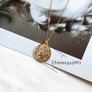 Simple Vintage Carved Coin Pendant Necklace – Jewelry Gift Ideas — 9
