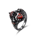 Rose Skull Ring Heart Shape Red Zircon Punk Ring – Stylish Gifts — 2