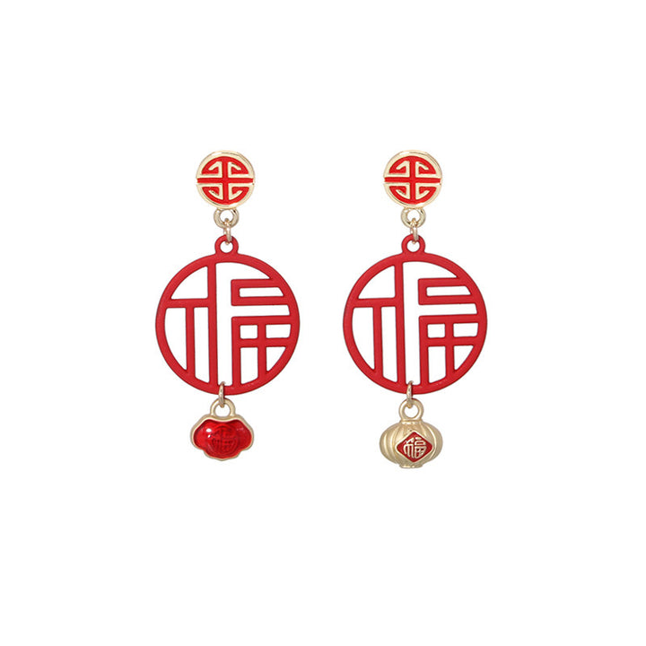 Red New Year Earrings Spring Festival Sterling – Thoughtful Gifts — 1
