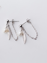 Beads Synthetic Pearl Ears Leaves Earrings – Meaningful Gifts — 6