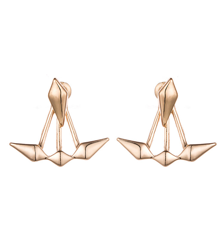 Glossy Asymmetric Double Diamond Earrings – Small Gift Ideas — 1