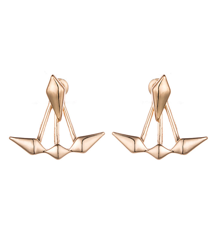 Glossy Asymmetric Double Diamond Earrings – Small Gift Ideas — 1