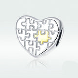 S925 Silver Love Puzzle Charm Plating Heart – Jewelry Gift Ideas — 1