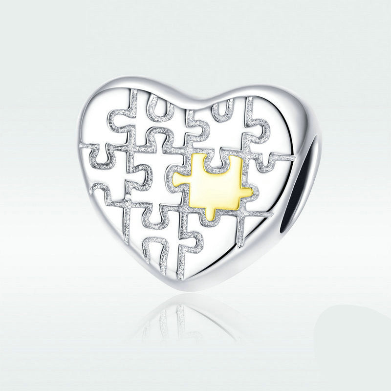 S925 Silver Love Puzzle Charm Plating Heart – Jewelry Gift Ideas — 1