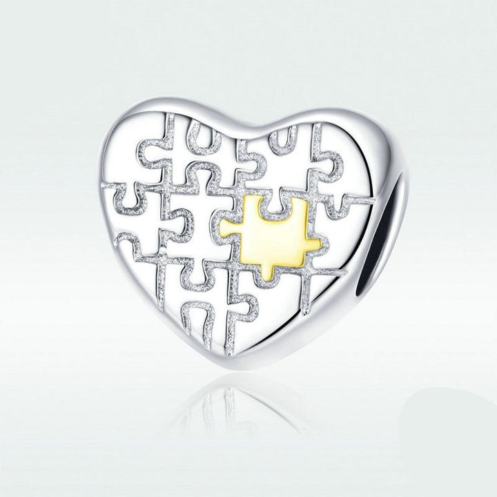 S925 Silver Love Puzzle Charm Plating Heart – Jewelry Gift Ideas — 1