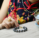 Peacock Green Black Pearl Bead Coated Bracelet – Jewelry Gift Ideas — 5