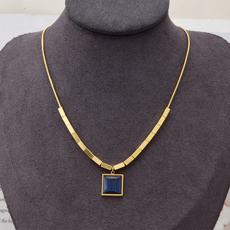 Sapphire Necklace Titanium Steel Block Snake Bone – Jewelry Gift Ideas — 1