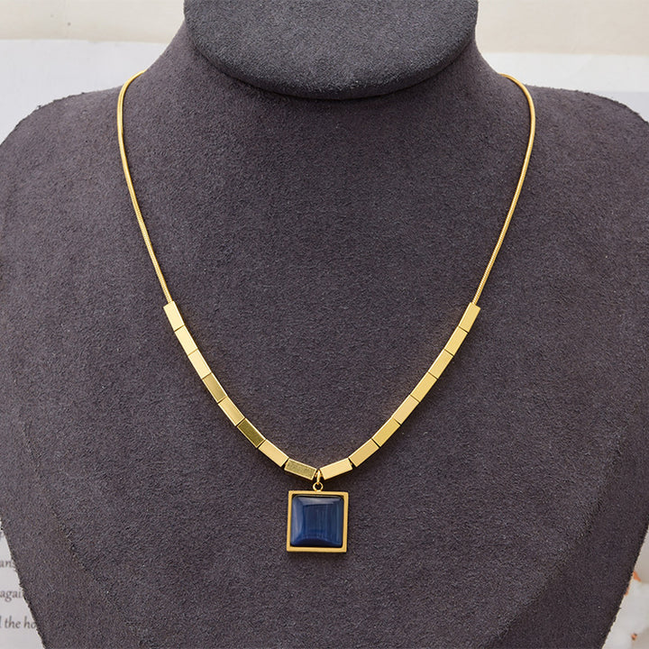 Sapphire Necklace Titanium Steel Block Snake Bone – Jewelry Gift Ideas — 1