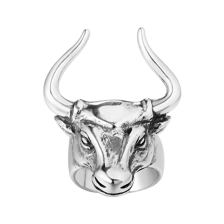Retro Punk Bull Head Bull Men's Titanium Steel Ring – Gifts for Him — 1