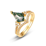 Female S925 Silver Inlaid Green Moss Stone Ring – Gifts for Her — 13