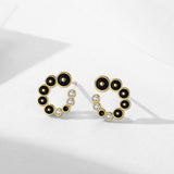 S925 Silver Black Round Micro Zircon-encrusted Stud – Practical Gifts — 10