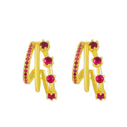 Fashion Three Rings Multilayer Diamond Earrings – Stylish Gifts — 7