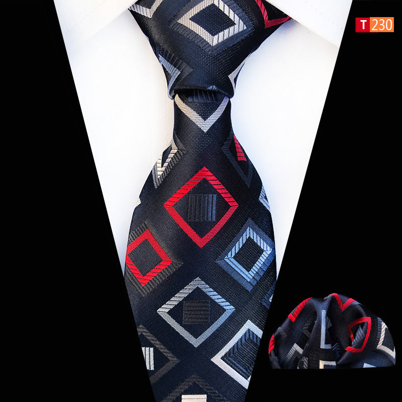 Pocket Square Tie Two-piece Set Polyester Jacquard – Surprise Gifts — 1