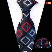 Pocket Square Tie Two-piece Set Polyester Jacquard – Surprise Gifts — 1