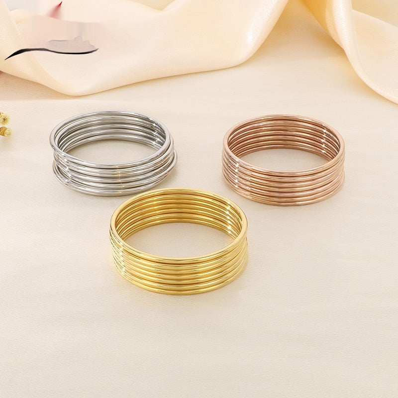 18K Vacuum Vapor Plating Gold Plain Ring Bracelet – Jewelry Gift Ideas — 1