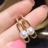Women's Natural Freshwater Pearl Paper Clip Earrings – Gifts for Her — 3