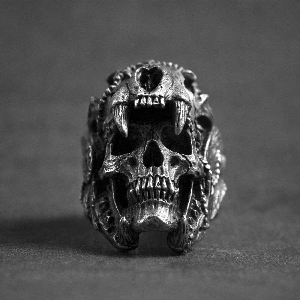 Skull head punk wind ghost head men's ring – Gifts for Him — 1