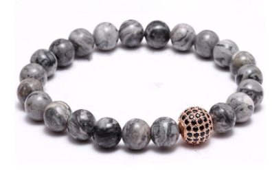 8mm Imitation Natural Stone Copper Bead Bracelet – Jewelry Gift Ideas — 1