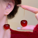 Red Cherry Earrings Long Cherry Earrings – Everyday Gifts — 1