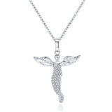 Sterling Silver Angel Wings With Zircon Necklace – Jewelry Gift Ideas — 5