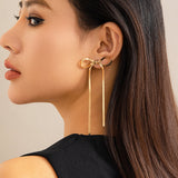 Women's Metal Ribbon Bow Stud Earrings Necklace – Jewelry Gift Ideas — 5