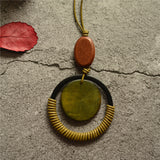 Circle leather rope wooden pendant – Jewelry Gift Ideas — 7