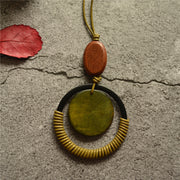Circle leather rope wooden pendant – Jewelry Gift Ideas — 7