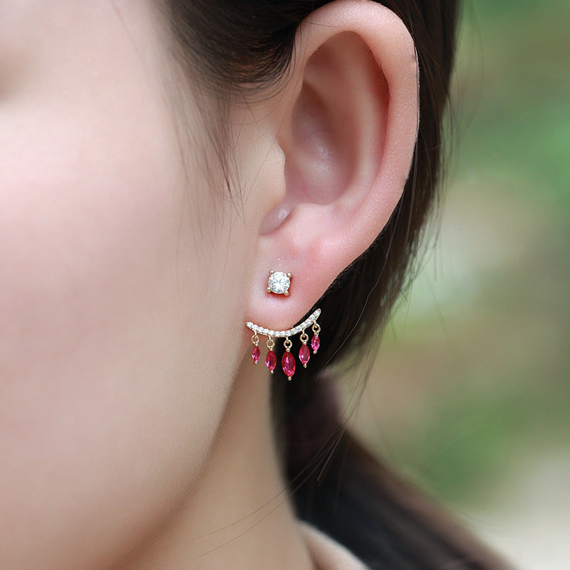 Vintage Style Red Corundum Tassel Earrings – Stylish Gifts — 1