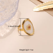 Women's Stainless Steel Preserved Fresh Flower Ring – Gifts for Her — 10
