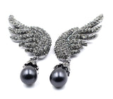 Angel Wings Alloy Diamond Pearl Earrings – Holiday Gift Ideas — 4