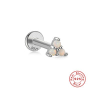 Sterling Silver Opal And Diamond Pierced Threaded Ear – Stylish Gifts — 16
