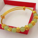 Brass Gold-plated Chalcedony Flower Pull Bracelet Hand – Stylish Gifts — 3