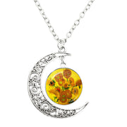 Van Gogh Starry Night Painting Moon Necklace – Jewelry Gift Ideas — 7
